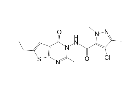 4-chloro-N-(6-ethyl-2-methyl-4-oxothieno[2,3-d]pyrimidin-3(4H)-yl)-1,3-dimethyl-1H-pyrazole-5-carboxamide