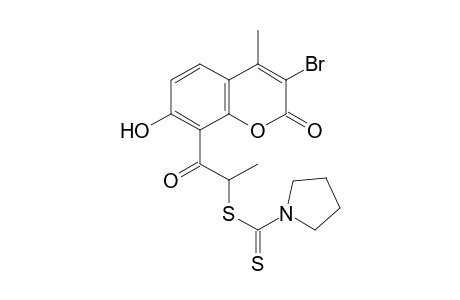 3-bromo-7-hydroxy-4-methyl-8-(2-mercaptopropionyl)coumarin, 8(1-pyrrolidinecarbodithioate)