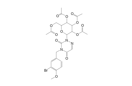 (2R,3R,4S,5R)-2-(acetoxymethyl)-6-(4-(3-bromo-4-methoxybenzyl)-3,5-dioxo-4,5-dihydro-1,2,4-triazin-2(3H)-yl)tetrahydro-2H-pyran-3,4,5-triyl triacetate