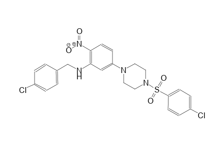 benzenemethanamine, 4-chloro-N-[5-[4-[(4-chlorophenyl)sulfonyl]-1-piperazinyl]-2-nitrophenyl]-