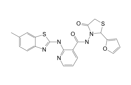 N-[2-(FURAN-2-YL)-4-OXO-1,3-THIAZOLIDIN-3-YL]-2-[(6-METHYL-1,3-BENZOTHIAZOL-2-YL)-AMINO]-PYRIDINE-3-CARBOXAMIDE