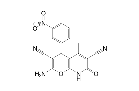 2-Amino-7,8-dihydro-5-methyl-7-oxo-4-(3-nitrophenyl)-4H- pyrano[2,3-b]pyridine-3,6- dicarbonitrile