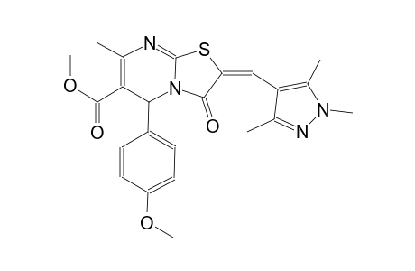 methyl (2E)-5-(4-methoxyphenyl)-7-methyl-3-oxo-2-[(1,3,5-trimethyl-1H-pyrazol-4-yl)methylene]-2,3-dihydro-5H-[1,3]thiazolo[3,2-a]pyrimidine-6-carboxylate