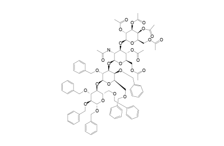 #15;BENZYL_(2,3,4,6-TETRA-O-ACETYL-BETA-D-GALACTOPYRANOSYL)-(1->3)-(2-ACETAMIDO-4,6-DI-O-ACETYL-2-DEOXY-BETA-D-GLUCOPYRANOSYL)-(1->3)-(2,4,6-TRI-O-BENZYL-BETA-