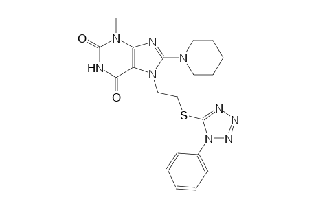 3-methyl-7-{2-[(1-phenyl-1H-tetraazol-5-yl)sulfanyl]ethyl}-8-(1-piperidinyl)-3,7-dihydro-1H-purine-2,6-dione