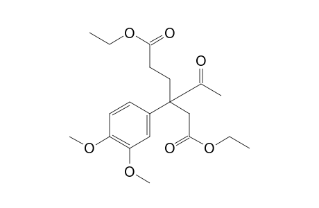 3-acetyl-3-(3,4-dimethoxyphenyl)hexanedioic acid, diethyl ester