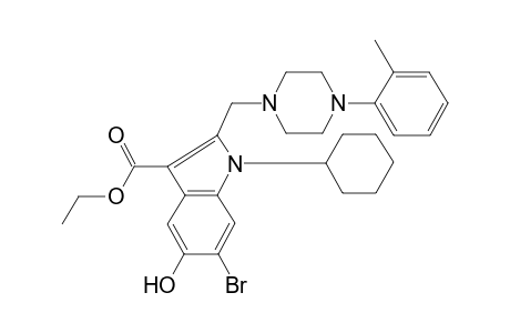 6-Bromo-1-cyclohexyl-5-hydroxy-2-[[4-(2-methylphenyl)-1-piperazinyl]methyl]-3-indolecarboxylic acid ethyl ester