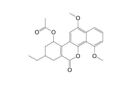 TRANS-10-ACETOXY-4,12-DIMETHOXY-8-ETHYL-7,8,9,10-TETRAHYDRO-6H-BENZO-[D]-NAPHTHO-[1,2-B]-PYRAN-6-ONE