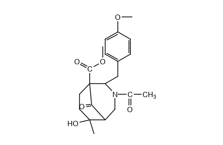 3-ACETYL-6-HYDROXY-2-(p-METHOXYBENZYL)-6-METHYL-9-OXO-3-AZABICYCLO[3.3.1]NONANE-1-CARBOXYLIC ACID, METHYL ESTER