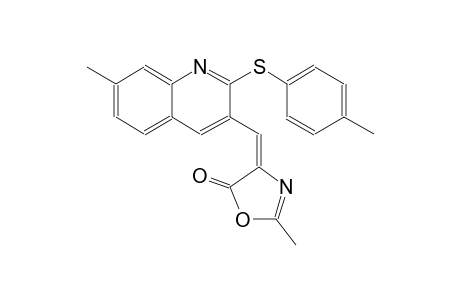 5(4H)-oxazolone, 2-methyl-4-[[7-methyl-2-[(4-methylphenyl)thio]-3-quinolinyl]methylene]-, (4E)-