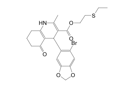 3-quinolinecarboxylic acid, 4-(6-bromo-1,3-benzodioxol-5-yl)-1,4,5,6,7,8-hexahydro-2-methyl-5-oxo-, 2-(ethylthio)ethyl ester