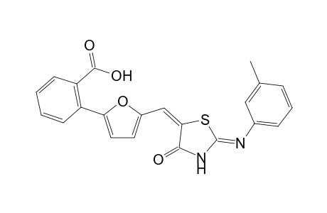 2-[5-[(E)-[2-(3-methylanilino)-4-oxo-1,3-thiazol-5-ylidene]methyl]furan-2-yl]benzoic acid