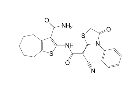 2-(2-Cyano-2-[4-oxo-3-phenylthiazolidin-2-ylidene]acetamido)-5,6,7,8-tetrahydro-4H-cyclohepta[b]thiophene-3-carboxamide