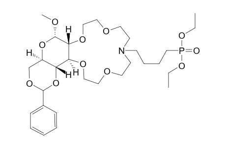 1-O-Methyl-4,6-O-benzylidene-2,3-dideoxy-.alpha.,D-glucopyranosido[2,3-h]-N-(O,O-diethylphosphonobutyl)-1,4,7,10-tetraoxa-13-azacyclopentadecane