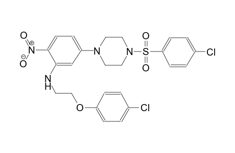 benzenamine, N-[2-(4-chlorophenoxy)ethyl]-5-[4-[(4-chlorophenyl)sulfonyl]-1-piperazinyl]-2-nitro-