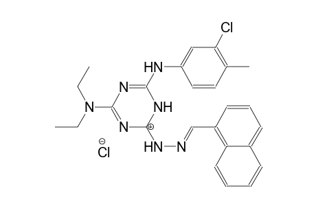 1-(6-((3-chloro-4-methylphenyl)amino)-4-(diethylamino)-1,3,5-triazin-2(1H)-ylidene)-2-(naphthalen-1-ylmethylene)hydrazin-1-ium chloride
