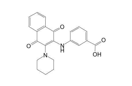 3-[(1,4-diketo-3-piperidino-2-naphthyl)amino]benzoic acid