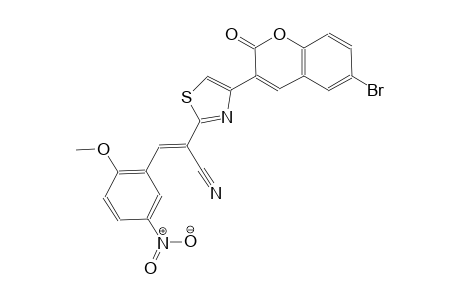 (2E)-2-[4-(6-bromo-2-oxo-2H-chromen-3-yl)-1,3-thiazol-2-yl]-3-(2-methoxy-5-nitrophenyl)-2-propenenitrile