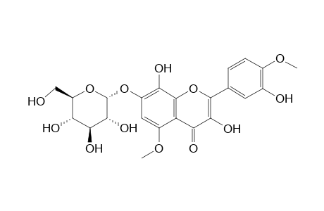 7-O-.alpha.-D-glucosyl-3,8-dihydroxy-2-(3-hydroxy-4-methoxyphenyl)-5-methoxy-4H-1-benzopyran-4-one