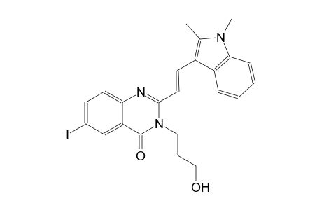 2-[(E)-2-(1,2-dimethyl-1H-indol-3-yl)ethenyl]-3-(3-hydroxypropyl)-6-iodo-4(3H)-quinazolinone