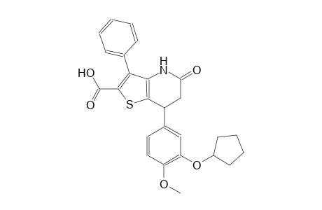 thieno[3,2-b]pyridine-2-carboxylic acid, 7-[3-(cyclopentyloxy)-4-methoxyphenyl]-4,5,6,7-tetrahydro-5-oxo-3-phenyl-