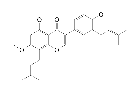 7-O-METHYLISOLUPALBIGENIN;7-O-METHYLISOLUPALBIGENIN-5,4'-DIHYDROXY-7-METHOXY-3',8-BIS-(3,3-DIMETHYLALLYL)-ISOFLAVONE