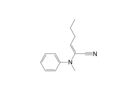 (E)-2-(N-methylanilino)-2-hexenenitrile