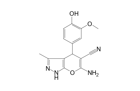 6-Amino-4-(4-hydroxy-3-methoxyphenyl)-3-methyl-1,4-dihydropyrano[2,3-c]pyrazole-5-carbonitrile