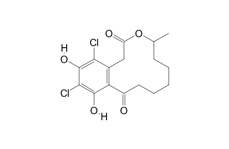 13,15-dichloro-14,16-dihydroxy-8-methyl-9-oxabicyclo[10.4.0]hexadeca-1(12),13,15-triene-2,10-quinone