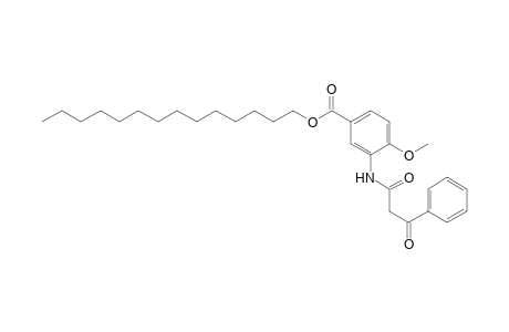Benzoic acid, 3-[(1,3-dioxo-3-phenylpropyl)amino]-4-methoxy-, tetradecyl ester