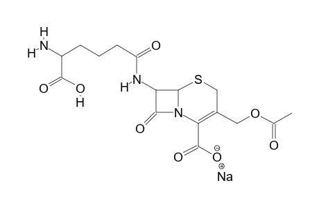 sodium 3-(acetoxymethyl)-7-[(5-ammonio-6-keto-6-oxido-hexanoyl)amino]-8-keto-5-thia-1-azabicyclo[4.2.0]oct-2-ene-2-carboxylate