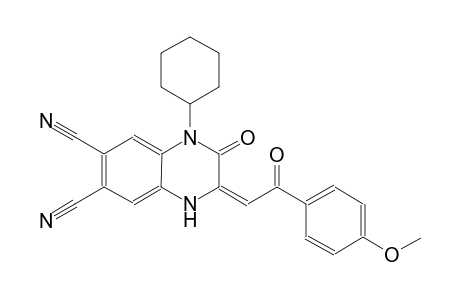 6,7-quinoxalinedicarbonitrile, 1-cyclohexyl-1,2,3,4-tetrahydro-3-[2-(4-methoxyphenyl)-2-oxoethylidene]-2-oxo-, (3E)-