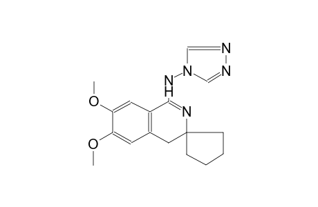 6,7-dimethoxy-N-(1,2,4-triazol-4-yl)spiro[4H-isoquinoline-3,1'-cyclopentane]-1-amine 6,7-dimethoxy-N-(1,2,4-triazol-4-yl)-1-spiro[4H-isoquinoline-3,1'-cyclopentane]amine (6,7-dimethoxyspiro[4H-isoquinoline-3,1'-cyclopentane]-1-yl)-(1,2,4-triazol-4-yl)amine BIM-0043679.P001 Isoquinolin-1-amine, 3,4-dihydro-6,7-dimethoxy-1-(4H-1,2,4-triazol-4-yl)-3-spirocyclopentane-