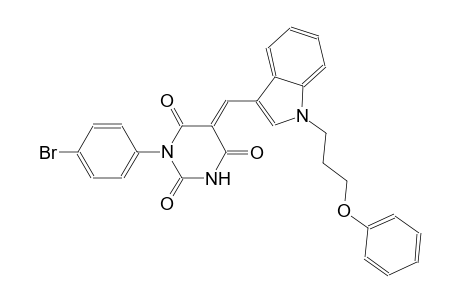 (5E)-1-(4-bromophenyl)-5-{[1-(3-phenoxypropyl)-1H-indol-3-yl]methylene}-2,4,6(1H,3H,5H)-pyrimidinetrione