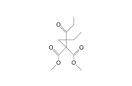 1,1-Cyclopropanedicarboxylic acid, 2-ethyl-2-(1-oxopropyl)-, dimethyl ester, (.+-.)-