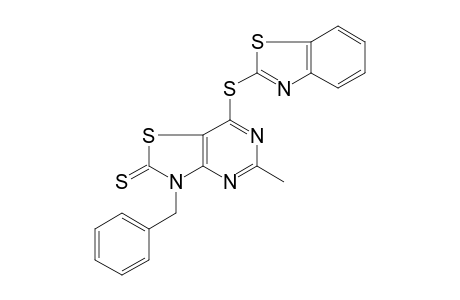 Thiazolo[4,5-d]pyrimidine-2(3H)-thione, 7-(1,3-benzothiazol-2-ylthio)-5-methyl-3-(phenylmethyl)-