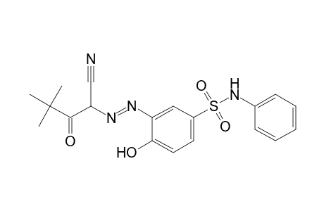 (E)-3-((1-cyano-3,3-dimethyl-2-oxobutyl)diazenyl)-4-hydroxy-N-phenylbenzenesulfonamide