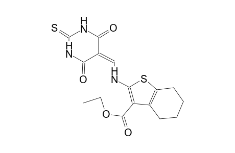 benzo[b]thiophene-3-carboxylic acid, 4,5,6,7-tetrahydro-2-[[(tetrahydro-4,6-dioxo-2-thioxo-5(2H)-pyrimidinylidene)methyl]amino]-, ethyl ester