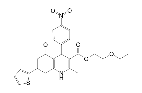 2-Ethoxyethyl 2-methyl-4-(4-nitrophenyl)-5-oxidanylidene-7-thiophen-2-yl-4,6,7,8-tetrahydro-1H-quinoline-3-carboxylate