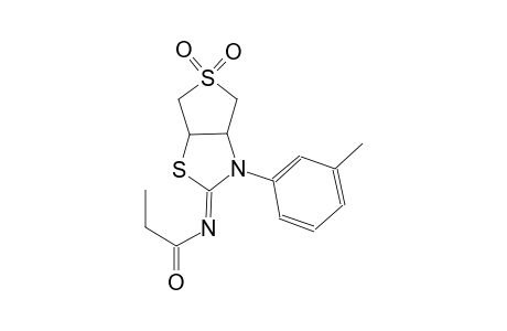 N-((2Z)-3-(3-methylphenyl)-5,5-dioxidotetrahydrothieno[3,4-d][1,3]thiazol-2(3H)-ylidene)propanamide