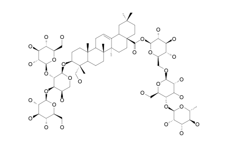 LEONTICIN-F;3-O-[BETA-D-GLUCOPYRANOSYL-(1->3)]-[BETA-D-GLUCOPYRANOSYL-(1->2)]-ALPHA-L-ARABINOPYRANOSYL-HEDERAGENIN-28-O-ALPHA-L-RHAMNOPYRANOSYL-(1-