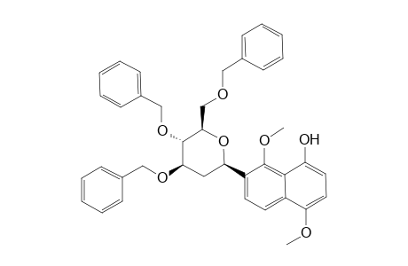 8-Hydroxy-1,5-dimethoxy-2-(3',4',6'-tri-O-benzyl-2'-deoxy-.beta.,D-arabino-hexopyranosyl)naphthalene
