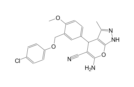 6-amino-4-{3-[(4-chlorophenoxy)methyl]-4-methoxyphenyl}-3-methyl-1,4-dihydropyrano[2,3-c]pyrazole-5-carbonitrile