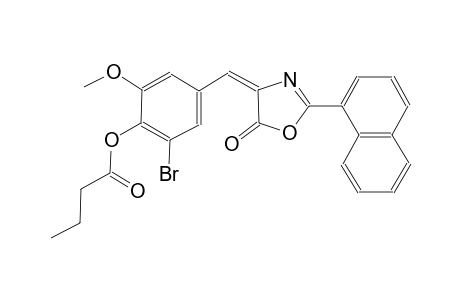 2-bromo-6-methoxy-4-[(E)-(2-(1-naphthyl)-5-oxo-1,3-oxazol-4(5H)-ylidene)methyl]phenyl butyrate