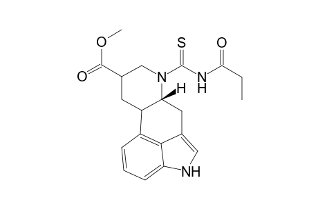 Ergoline-8-carboxylic acid, 6-[[(1-oxopropyl)amino]thioxomethyl]-, methyl ester, (8.beta.)-