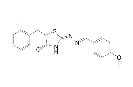 benzaldehyde, 4-methoxy-, [(2E)-5-[(2-methylphenyl)methyl]-4-oxothiazolidinylidene]hydrazone