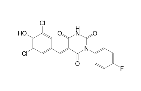 (5E)-5-(3,5-dichloro-4-hydroxybenzylidene)-1-(4-fluorophenyl)-2,4,6(1H,3H,5H)-pyrimidinetrione