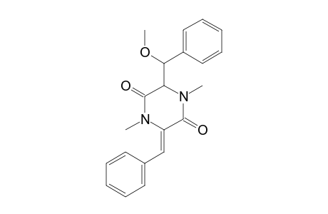ERYTHRO-(+/-)-(Z)-6-BENZYLIDENE-3-(ALPHA-METHOXYBENZYL)-1,4-DIMETHYL-PIPERAZINE-2,5-DIONE