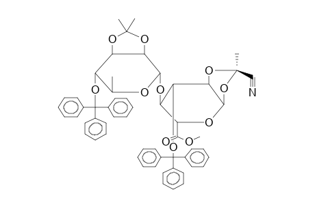METHYL 4-O-(2,3-O-ISOPROPYLIDENE-4-O-TRITYL-ALPHA-L-RHAMNOPYRANOSYL)-3-O-TRITYL-1,2-O-[1-(EXO-CYANO)ETHYLIDENE]-ALPHA-D-GLUCOPYRANURONATE