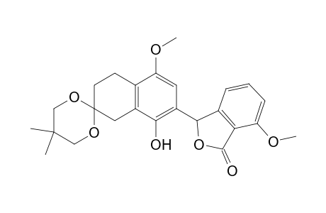 1(3H)-Isobenzofuranone, 3-(3',4'-dihydro-8'-hydroxy-5'-methoxy-5,5-dimethylspiro[1,3-dioxane-2,2'(1'H)-naphthalen]-7'-yl)-7-methoxy-